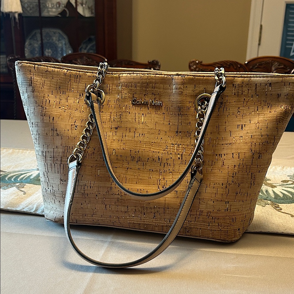 Calvin Klein Cork Chain Handle Tote
